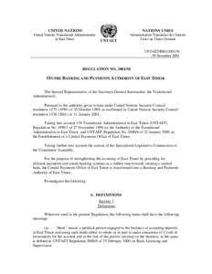 UNITED NATIONS  NATIONS UNIES United Nations Transitional Administration in East Timor