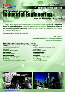 Industrial EngineeringInitial Announcement 2nd International Summit on