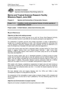 MTSRF Milestone Report Reef and Rainforest Research Centre ProjectPage 1 of 18