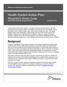 Health System Action Plan: Respiratory Illness Surge