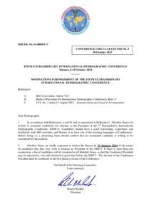 IHB File No. S1/6000/X-5 CONFERENCE CIRCULAR LETTER NoOctober 2013 FIFTH EXTRAORDINARY INTERNATIONAL HYDROGRAPHIC CONFERENCE Monaco, 6-10 October 2014