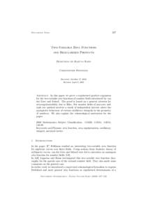 227  Documenta Math. Two-Variable Zeta Functions and Regularized Products
