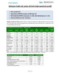 Welspun India Ltd_Q2 FY16_Results Release_Final