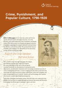 Crime, Punishment, and Popular Culture, With 2.1 million pages of trial transcripts, police and forensic reports, detective novels, newspaper accounts, true crime literature, and related ephemera, Crime, Punish