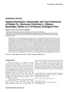 Zoo Biology 33: 228–[removed]RESEARCH ARTICLE Spatial Distribution, Seasonality and Trap Preference of Stable Fly, Stomoxys Calcitrans L. (Diptera: