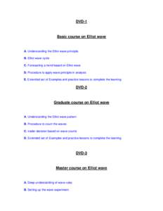 DVD-1  Basic course on Elliot wave A. Understanding the Elliot wave principle. B. Elliot wave cycle