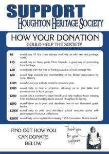 HOW YOUR DONATION COULD HELP THE SOCIETY £6  would buy 10 first class stamps and help us with our vast postage