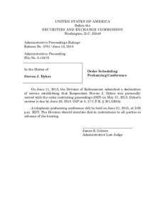 UNITED STATES OF AMERICA Before the SECURITIES AND EXCHANGE COMMISSION Washington, D.CAdministrative Proceedings Rulings Release NoJune 12, 2018