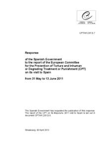 CPT/Inf[removed]Response of the Spanish Government to the report of the European Committee for the Prevention of Torture and Inhuman