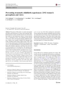 Arch Womens Ment Health DOIs00737ORIGINAL ARTICLE  Preventing traumatic childbirth experiences: 2192 women’s