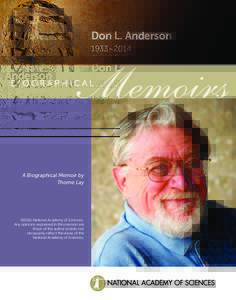 Don L. Anderson 1933–2014 A Biographical Memoir by Thorne Lay
