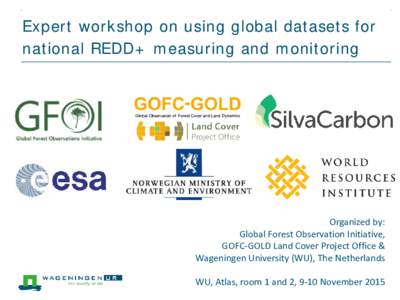 Expert workshop on using global datasets for national REDD+ measuring and monitoring Organized by: Global Forest Observation Initiative, GOFC-GOLD Land Cover Project Office &