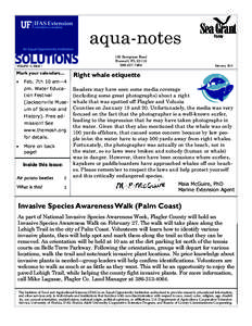 aqua-notes 150 Sawgrass Road Bunnell, FL7464  VOLUME 15, ISSUE 1