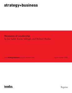 strategy+business  Measures of Leadership by Joe Saddi, Karim Sabbagh, and Richard Shediac  from strategy+business issue 59, Summer 2010