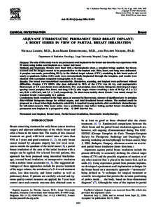 Int. J. Radiation Oncology Biol. Phys., Vol. 67, No. 4, pp. 1052–1058, 2007 Copyright © 2007 Elsevier Inc. Printed in the USA. All rights reserved[removed]/$–see front matter  doi:[removed]j.ijrobp[removed]