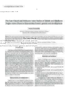 Limnological Review): 73-78 The Late Glacial and Holocene water bodies of Taboły and Kładkowe Bagno mires 73  e Late Glacial and Holocene water bodies of Taboły and Kładkowe