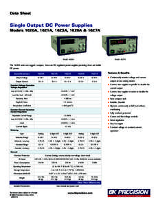 Data Sheet  Single Output DC Power Supplies Models 1620A, 1621A, 1623A, 1626A & 1627A  Model 1626A