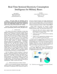 Real-Time Itemized Electricity Consumption Intelligence for Military Bases Omid Jahromi Belkin International Inc. Playa Vista, CA, USA 