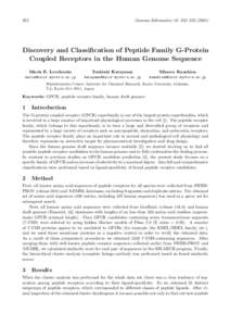 Genome Informatics 12: 352–Discovery and Classification of Peptide Family G-Protein Coupled Receptors in the Human Genome Sequence