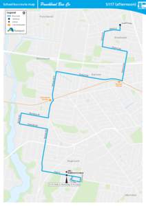 S117 (afternoon)  School bus route map Legend Bus route