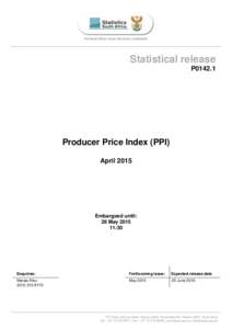 Statistical release P0142.1 Producer Price Index (PPI) April 2015