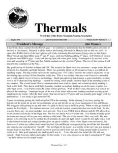 Thermals Newsletter of the Rocky Mountain Soaring Association August 2011 AMA Chartered Club 1245