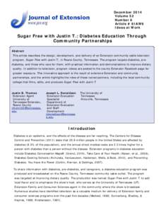 Sugar Free with Justin T.: Diabetes Education Through Community Partnerships