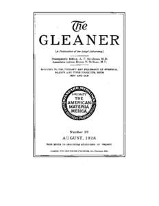 CONTRIBUTORS To this number of THE GLEANER, either through direct question or by reference to publications. Where no title is affixed to the name, the contributor is a pharmacist. BREWER, F. L., M.D. COLE, W. S., M.D. C