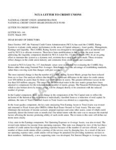 NCUA LETTER TO CREDIT UNIONS No. 144