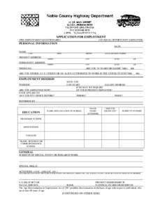 APPLICATION FOR EMPLOYMENT (PRE-EMPLOYMENT QUESTIONAIRE) (AN EQUAL OPPORTUNITY EMPLOYER)  PERSONAL INFORMATION