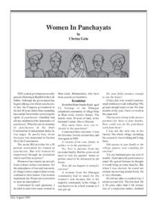 Women In Panchayats by Chetna Gala THE central government recently passed a Panchayat Raj Bill in the Lok