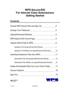 WPS Secure-EDI For Internet Claim Submissions Getting Started Contents Access WPS Secure-EDI and Sign-On