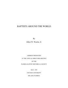 BAPTISTS AROUND THE WORLD  By