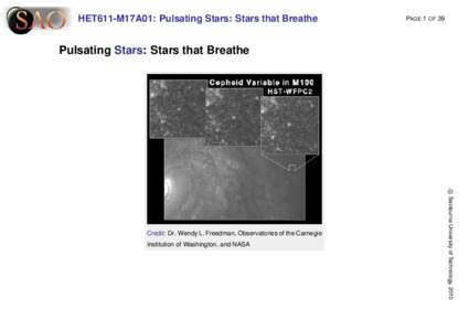 HET611-M17A01: Pulsating Stars: Stars that Breathe  PAGE 1 OF 39 Pulsating Stars: Stars that Breathe