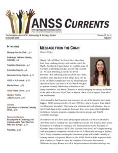 The Newsletter of the ACRL Anthropology & Sociology Section ISSNIN THIS ISSUE  MESSAGE FROM THE CHAIR