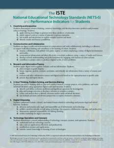 The ISTE National Educational Technology Standards (NETS•S) and Performance Indicators for Students 1.