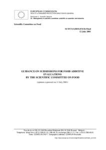 EUROPEAN COMMISSION HEALTH & CONSUMER PROTECTION DIRECTORATE-GENERAL Directorate C - Scientific Opinions C2 - Management of scientific committee; scientific co-operation and networks  Scientific Committee on Food