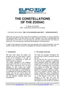 THE CONSTELLATIONS OF THE ZODIAC G. Iafrate, M. Ramella INAF - Osservatorio Astronomico di Trieste  Information and contacts: http://vo-for-education.oats.inaf.it - 