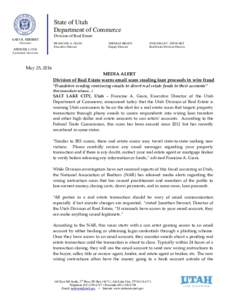 Press Release 25-May-2016 DRE Email Scam