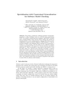 Specialization with Constrained Generalization for Software Model Checking Emanuele De Angelis1 , Fabio Fioravanti1 , Alberto Pettorossi2 , and Maurizio Proietti3 1