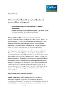 Pressemitteilung  Colliers International Deutschland: Licht und Schatten auf deutschem Bürovermietungsmarkt -
