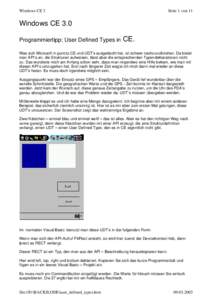 Windows CE 3  Seite 1 von 11 Windows CE 3.0 Programmiertipp: User Defined Types in