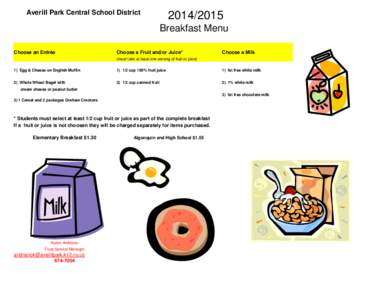 Averill Park Central School District[removed]Breakfast Menu  Choose an Entrée