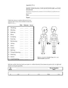 Appendix IV (i) SHORT FORM McGILL PAIN QUESTIONNAIRE and PAIN DIAGRAM (Reproduced with permission of author © Dr. Ron Melzack, for publication and distribution)