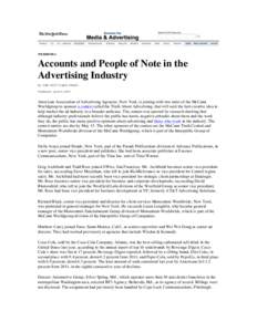 WEBDENDA  Accounts and People of Note in the Advertising Industry By THE NEW YORK TIMES Published: April 1, 2013