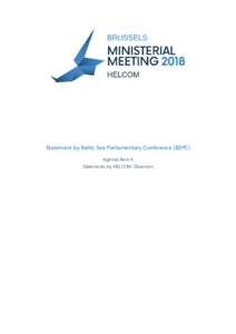 Statement by Baltic Sea Parliamentary Conference (BSPC) Agenda Item 4 Statements by HELCOM Observers 