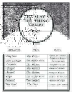 THE PLAY’S THE THING CAST LIST King Lear THE PLAY