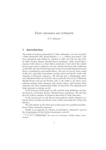 Finite automata and arithmetic J.-P. Allouche 1  ∗