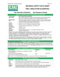 MSDS for FBS-1 Insulation Glasswool  Page 1 of 4 MATERIAL SAFETY DATA SHEET FBS-1 INSULATION GLASSWOOL