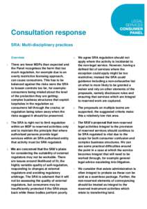 Consultation response SRA: Multi-disciplinary practices Overview 1.  2.